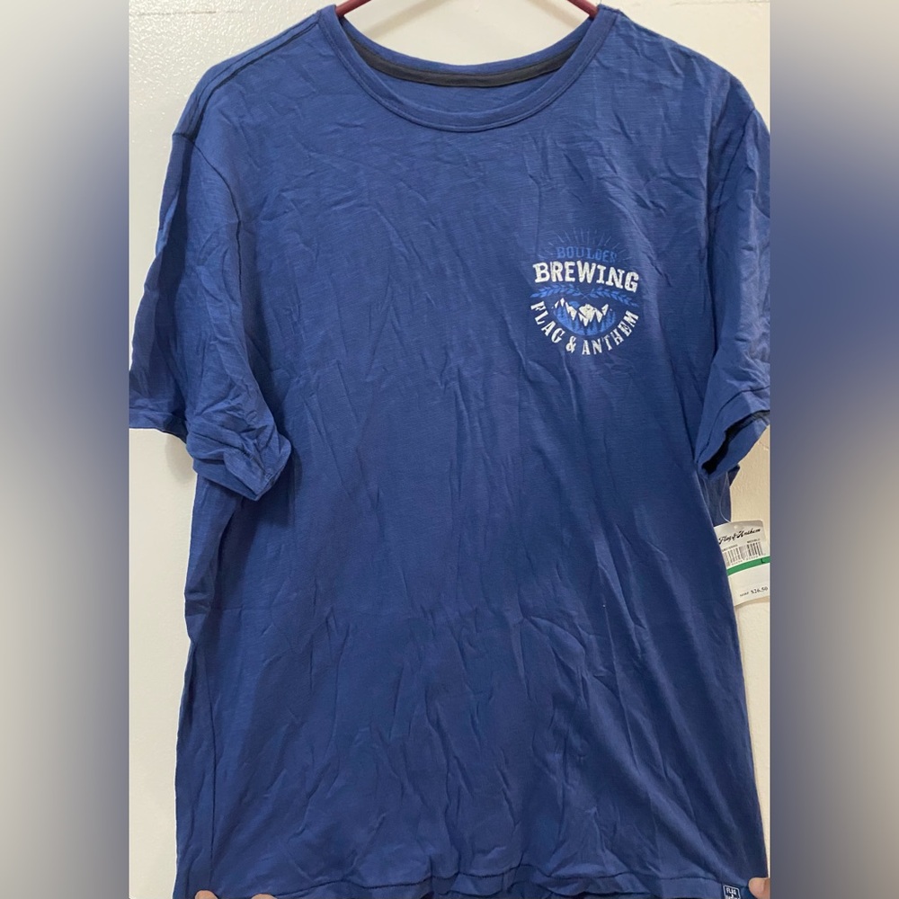 Flag & Anthem Men's Blue Crew Neck Short Sleeve 100% Cotton T-Shirt Size Large L